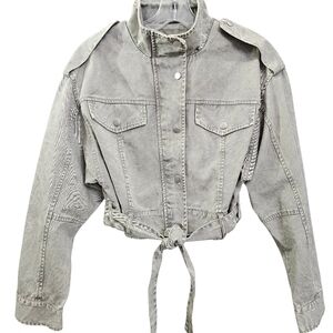 Nwot ASOS Military Crop Light Olive Green Collared Longsleeve Snap Front Jacket